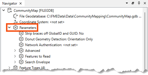 Reader parameters in the Navigator